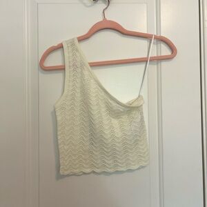 Noisy May Cream One-Shoulder Top